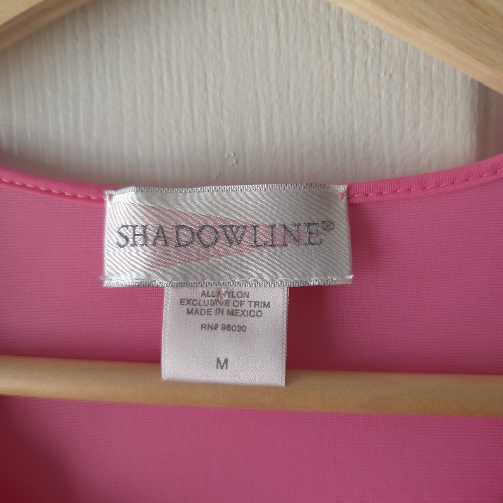 Shadowline Pink Button Front Robe Size Med Nylon Embellished - Picture 4 of 6